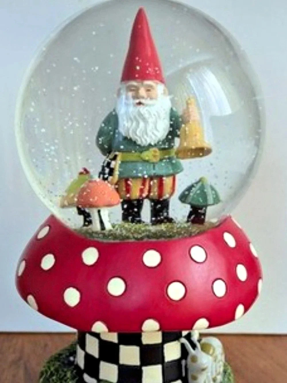 MacKenzie-Childs Santa Snow Globe Polka Dot Holiday Red